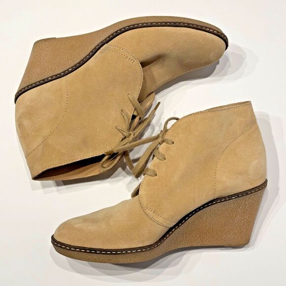 J. Crew MacAlister Wedge Ankle Bootie Chukka Beige Suede Lace Up Women’s Size 8 - Picture 12 of 15